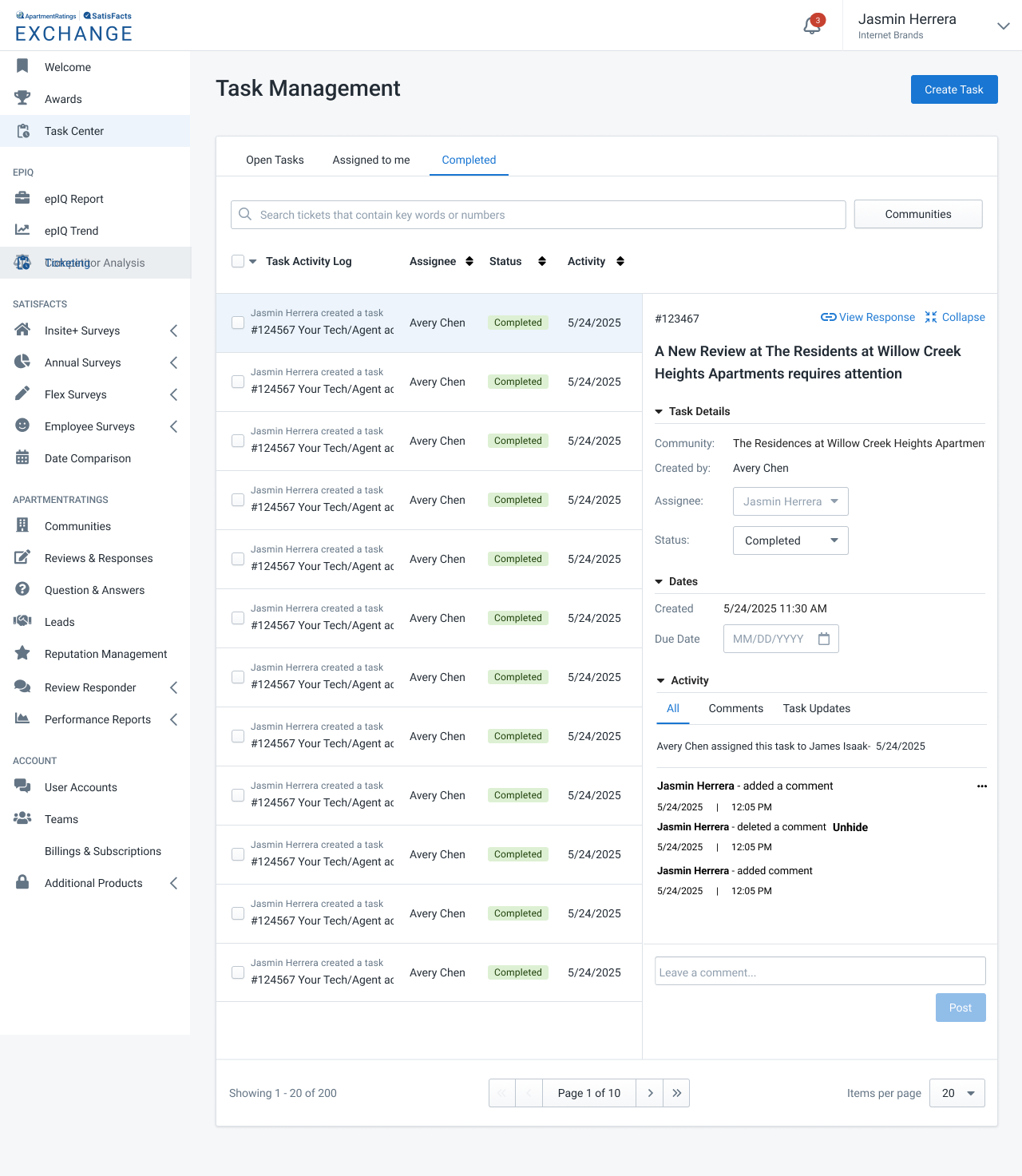Completed Tasks View